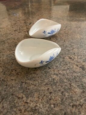 Floral Bird Ceramic Porcelain Coffee Bean Tea Leaf Dosing Cup Bowl - Set of 2